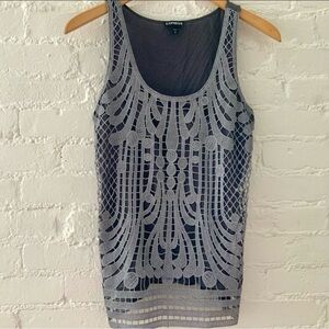 Express Lace Overlay Cami Top Sparkly Smoke Gray Y2K Fairy Party Whimsigoth S
